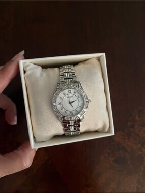 Bulova Ladies Silver Tone Crystal Bracelet Watch
